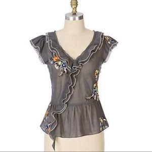 Anthropologie Lithe Piazza Peony Top Size 4